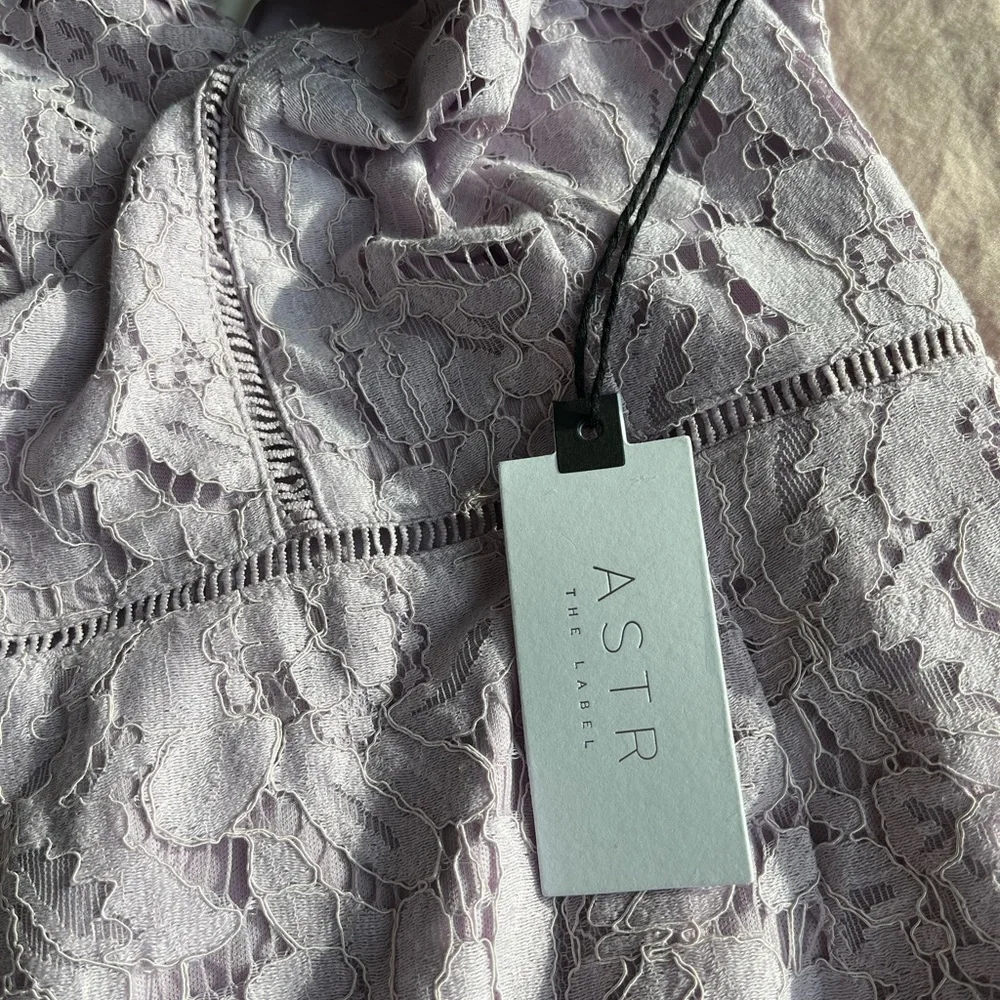 NWT astr the label floral lace lilac purple sheath dress lattice inset - Picture 4 of 5